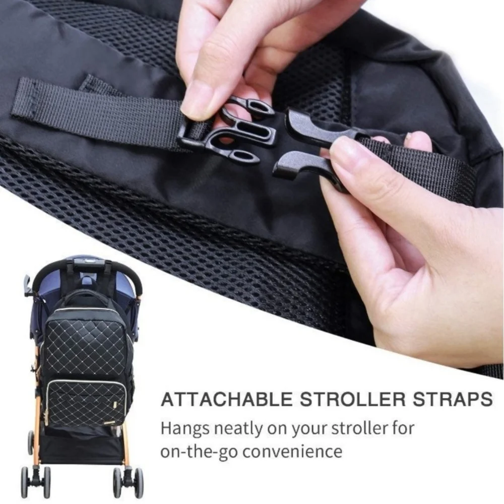 NWT Diaper Bag Backpack Black and Gold